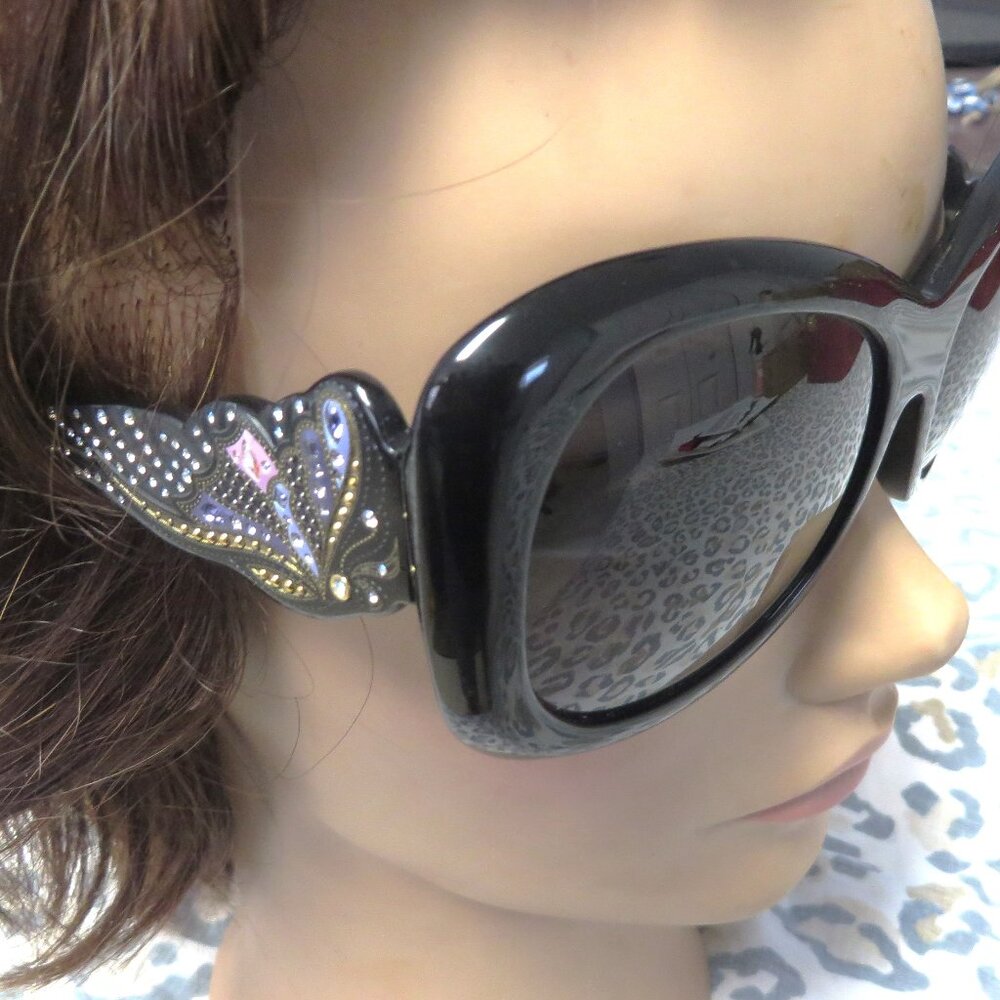 ❤️AUTHENTIC JUDITH LEIBER Swarovski JL1709 Black Frame Sunglasses +Pouch
